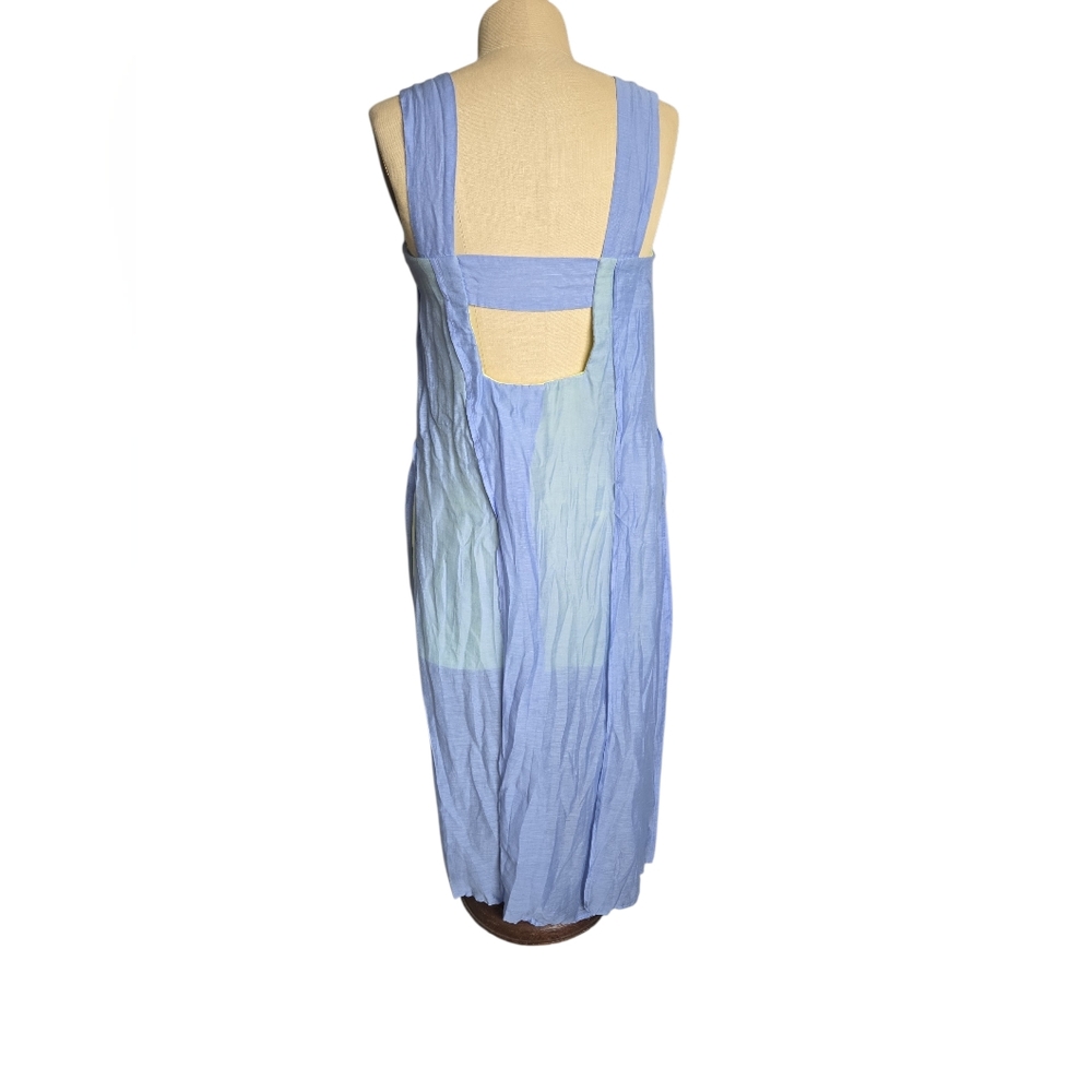 Anthropologie Lavender And Lime Square Neck Slit Dress - Picture 4 of 11